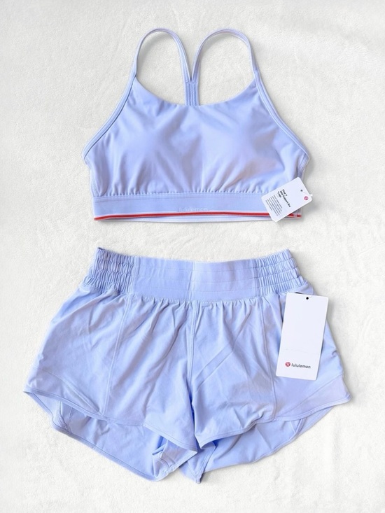 lululemon athletica Pants - NWT Lululemon Flow Y Bra + Hotty Hot Shorts Set – Serene Blue – Size 6